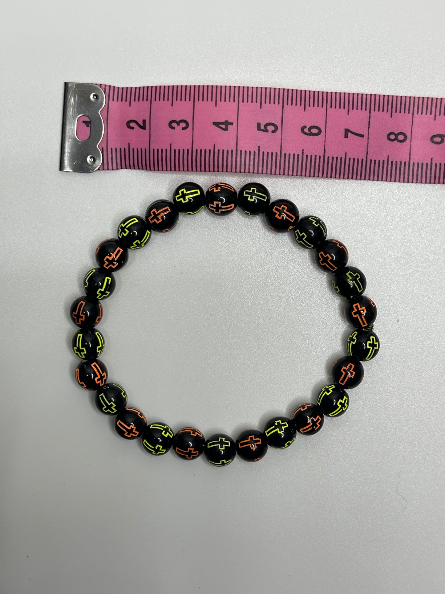 Dark Multi-Colored Christian Cross Beaded Bracelet
