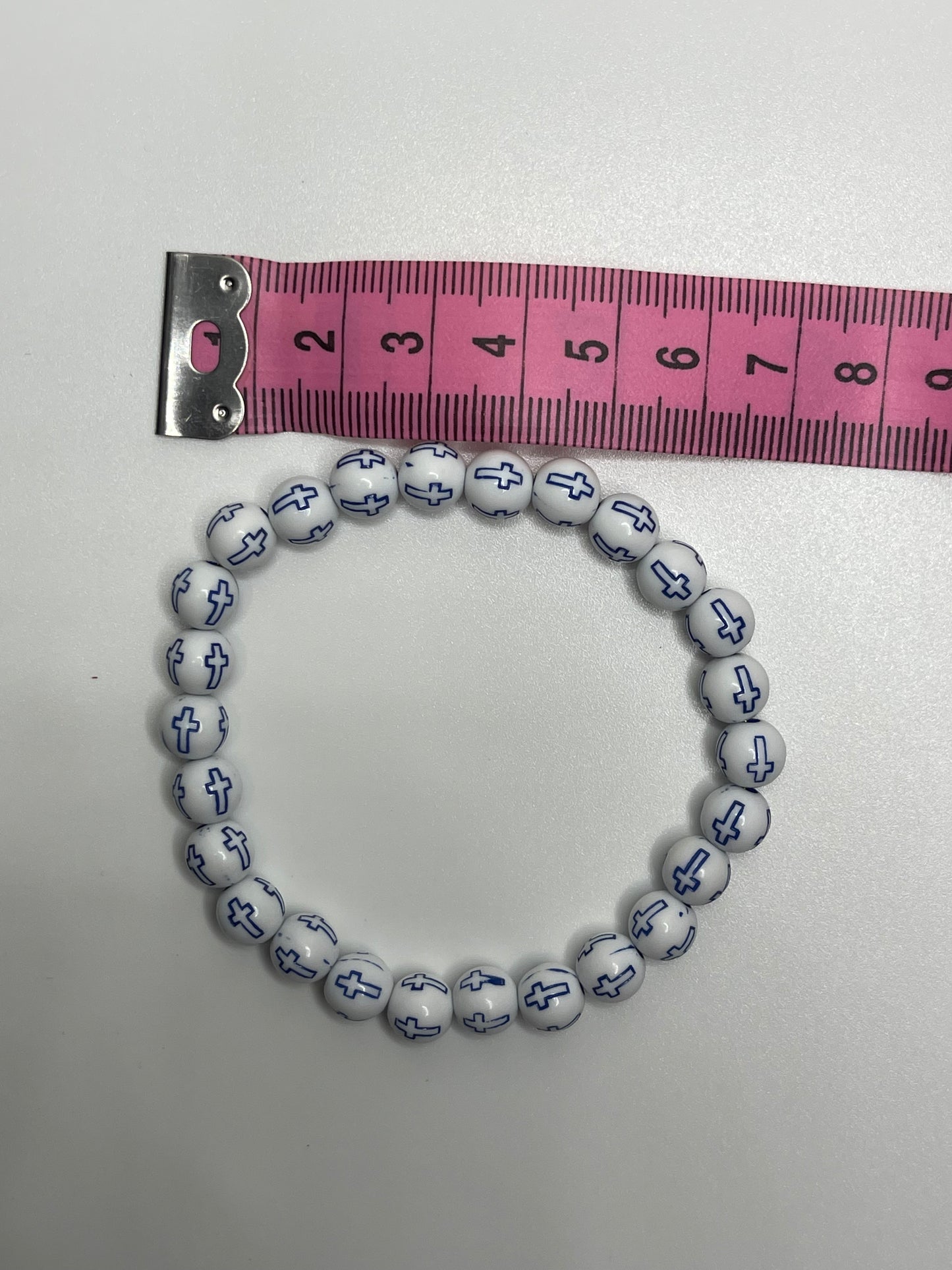 Navy Blue Cross Light Beaded Christian Bracelet