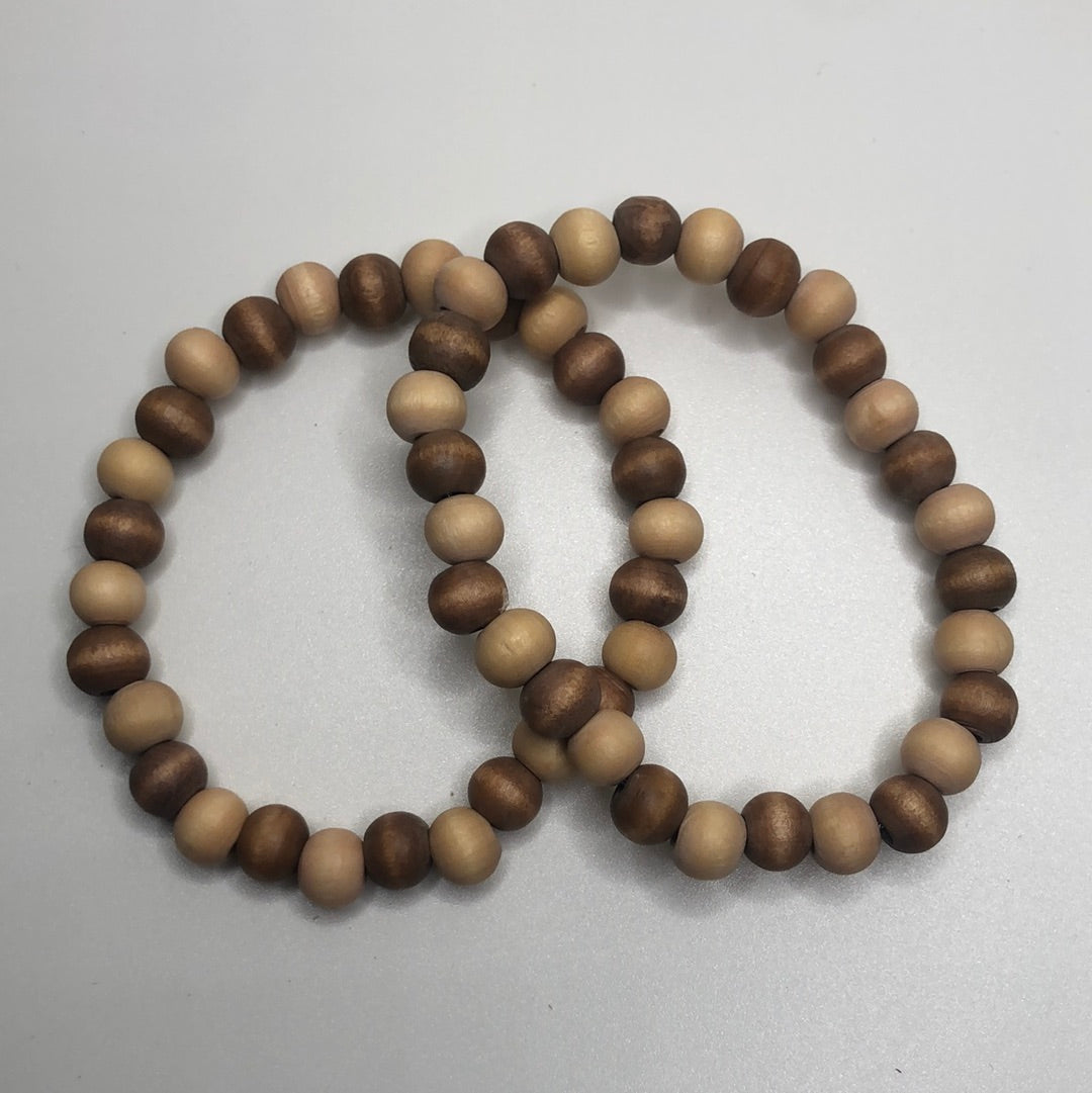 Set of 2 Wood Beaded Bracelet
