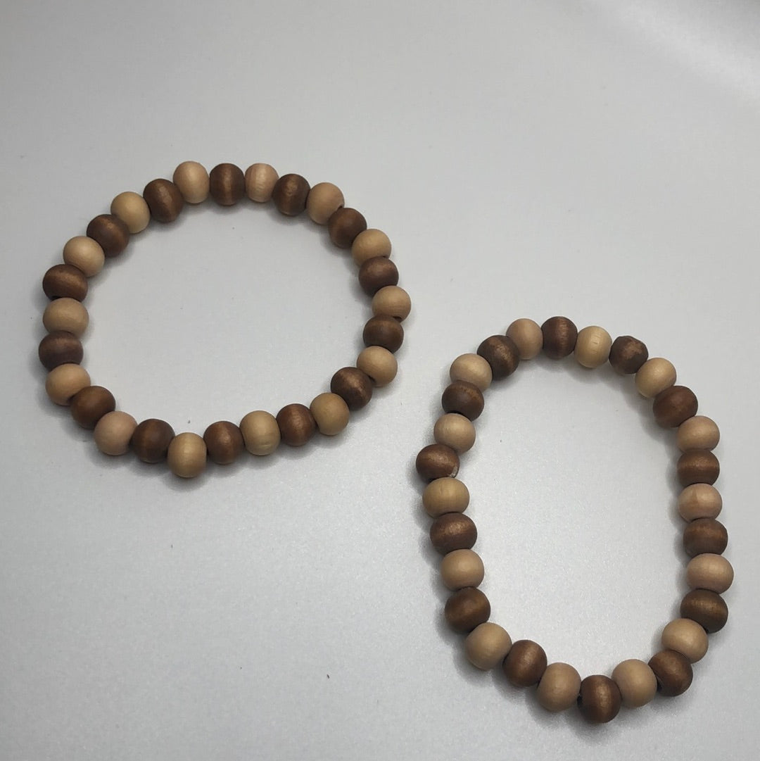 Set of 2 Wood Beaded Bracelet